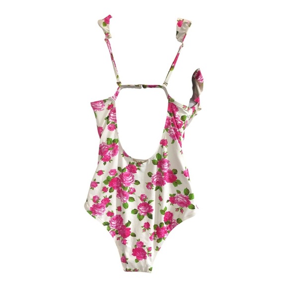 Betsey Johnson love always Betsey print floral flutter strap swimsuit size M new - Picture 5 of 13